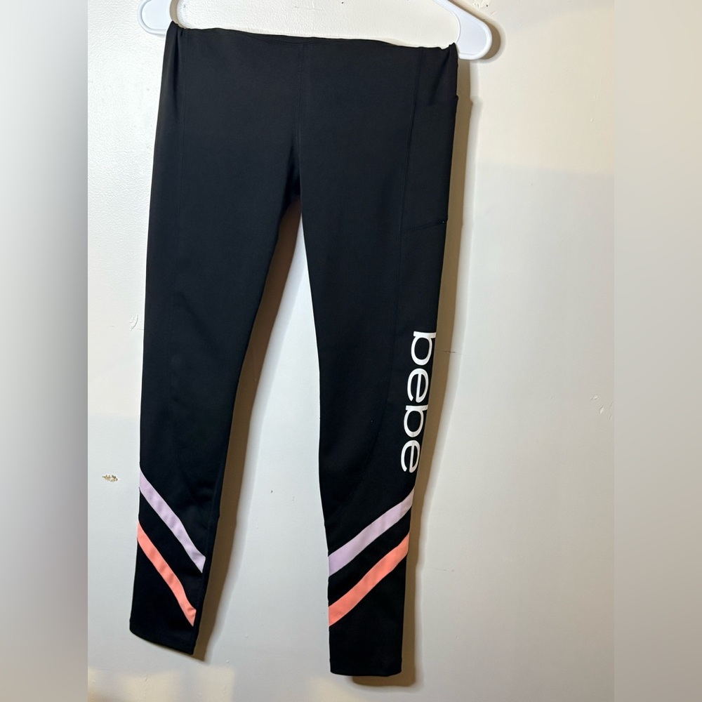 Bebe kids Black Leggings with Pink and Purple Accents